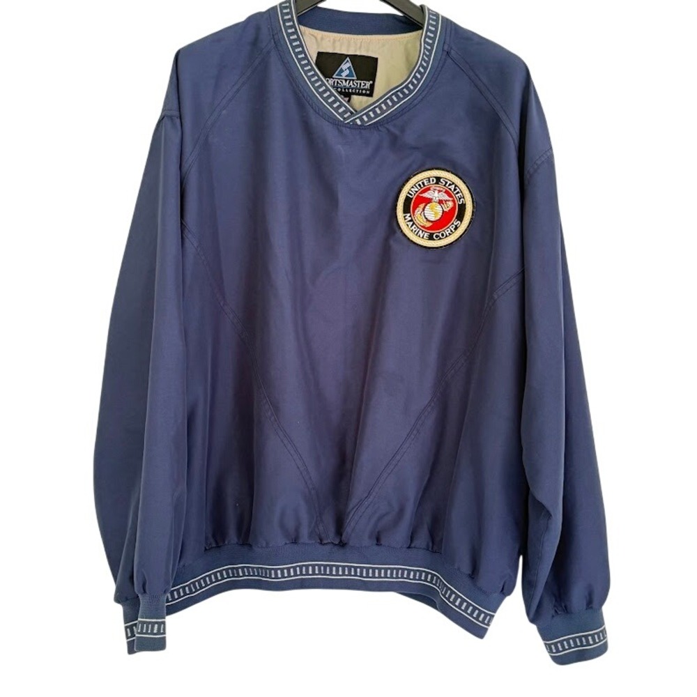 Vintage‎ Sportsmaster USMC Marine Corps Pullover Windbreaker XL USA Navy Lined
